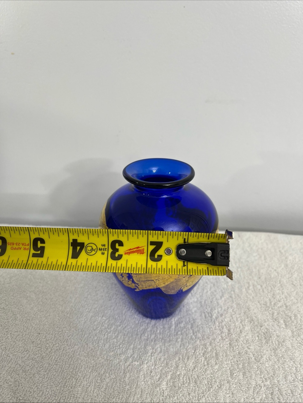 Vitrix Hot Glass Studio Cobalt and Gold Bud Vase NY Art Glass Beautiful Bud Vase - Picture 11 of 14